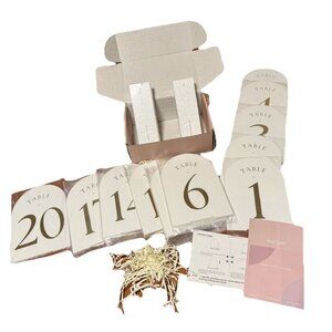 White Arch Reception Table Numbers with Stands 1-20‎ Gold Foil Printed 5x7